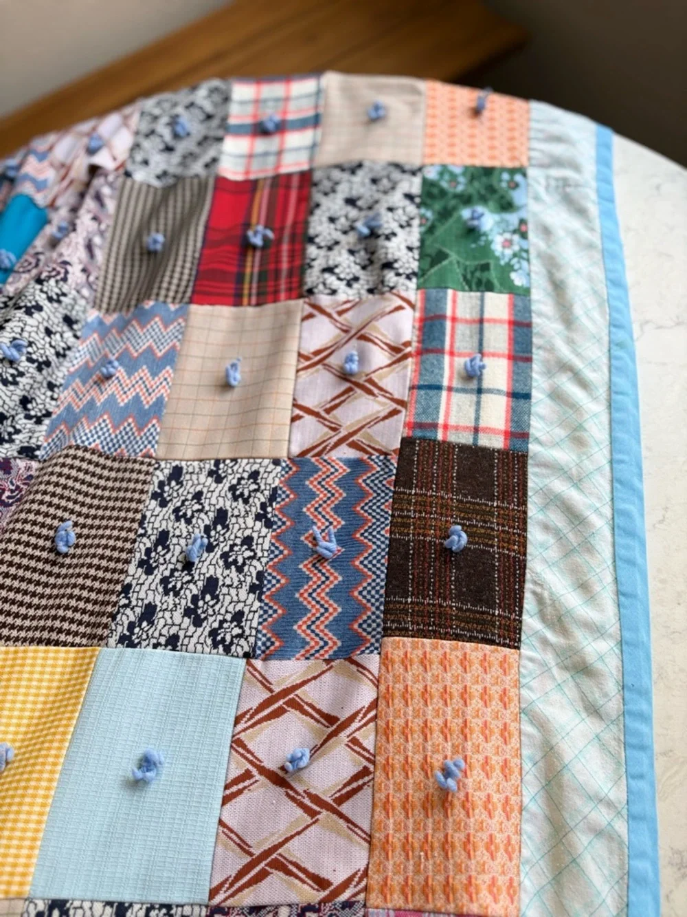 Vintage Colorful Handmade Patchwork Quilt - Multicolor